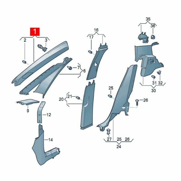 10D 867 233 A, 10D 867 234 A-Pillar Trim - Suitable for SAIC Volkswagen ID.3