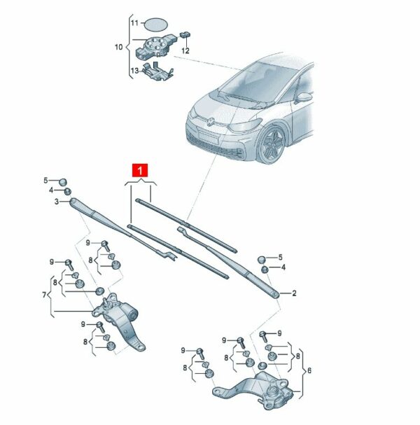 10D955425, 10D955426 Streamlined Wiper Blade - Suitable for SAIC Volkswagen ID.3