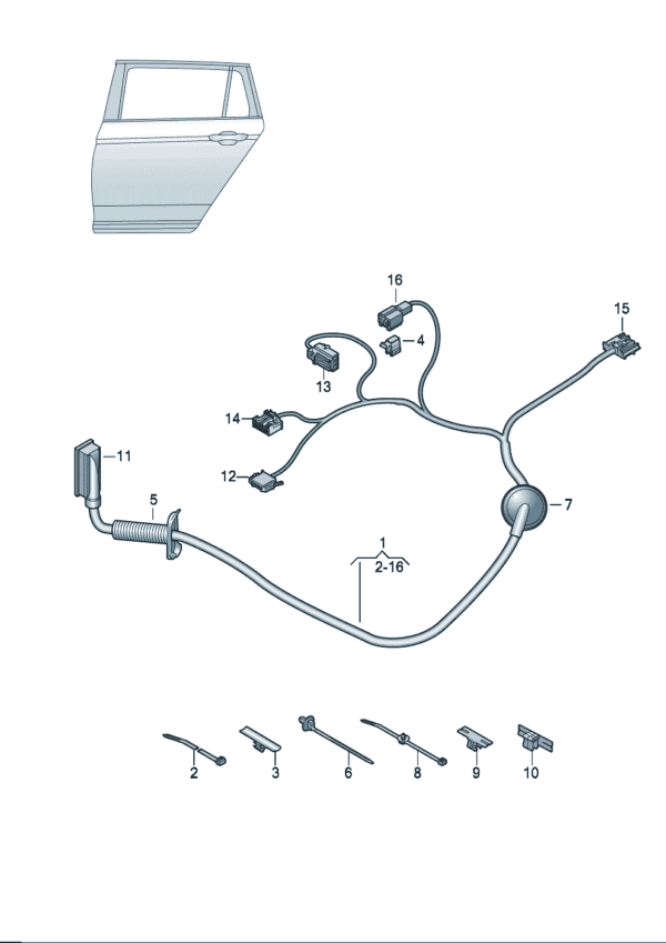 10D971693A Door Wiring Harness - Suitable for SAIC Volkswagen ID.3