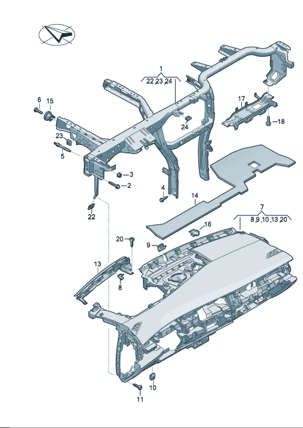 14G857017 Dashboard Crossmember - Suitable for Volkswagen ID7