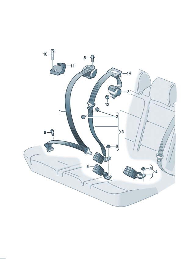 14G857805 Rear Left Seat Belt - Suitable for Volkswagen ID7
