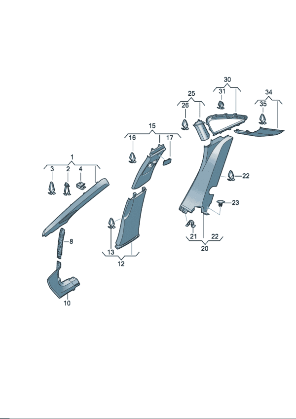 14G867233, 14G8672334 A-Pillar Trim - Suitable for Volkswagen ID7