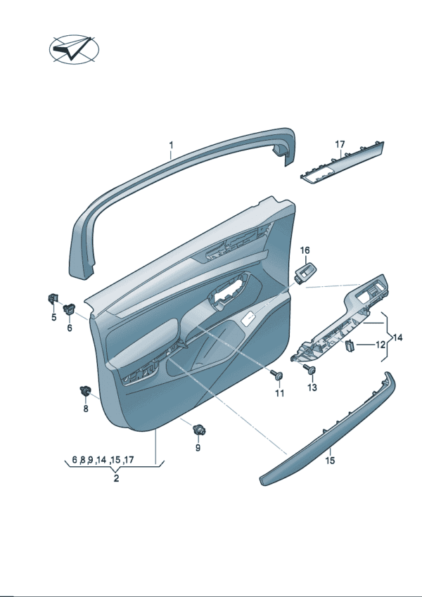 14G867455 Upper Left Sliding Door Trim - Suitable for Volkswagen ID7