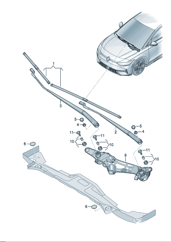 14G955425, 14G955426 Wiper Blades for Driver and Passenger Side - Suitable for Volkswagen ID7