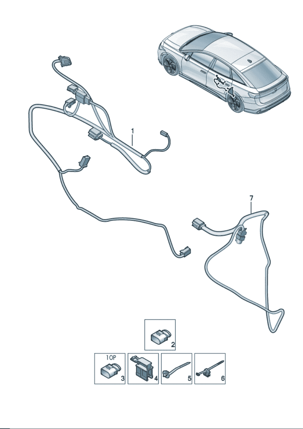 14G971035C, 14G971036C Door Trim Panel Wiring Harness - Suitable for Volkswagen ID7