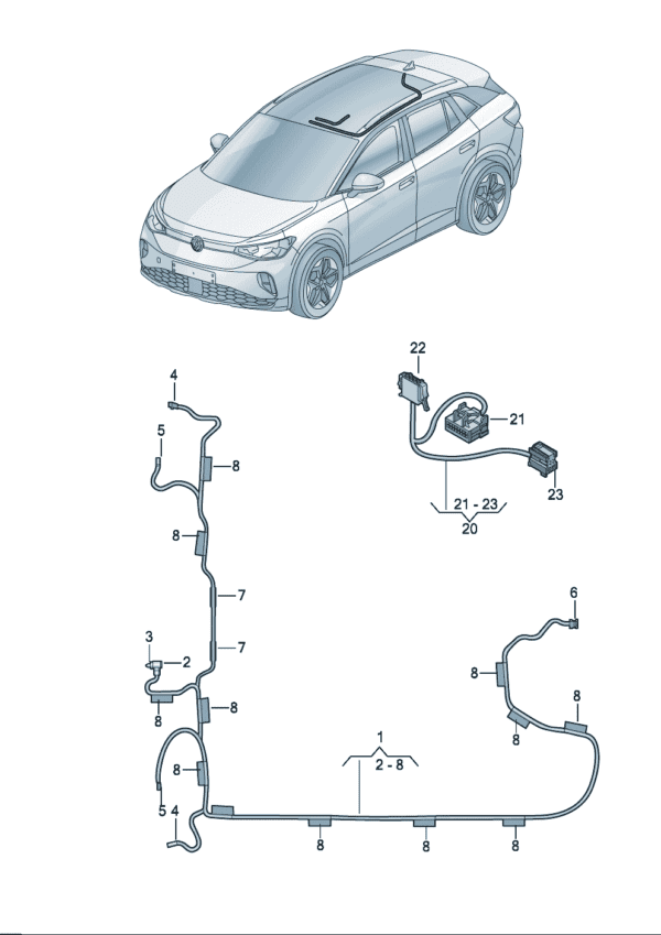 14G971100A Roof Adapter Connector Wiring Harness - Suitable for Volkswagen ID7