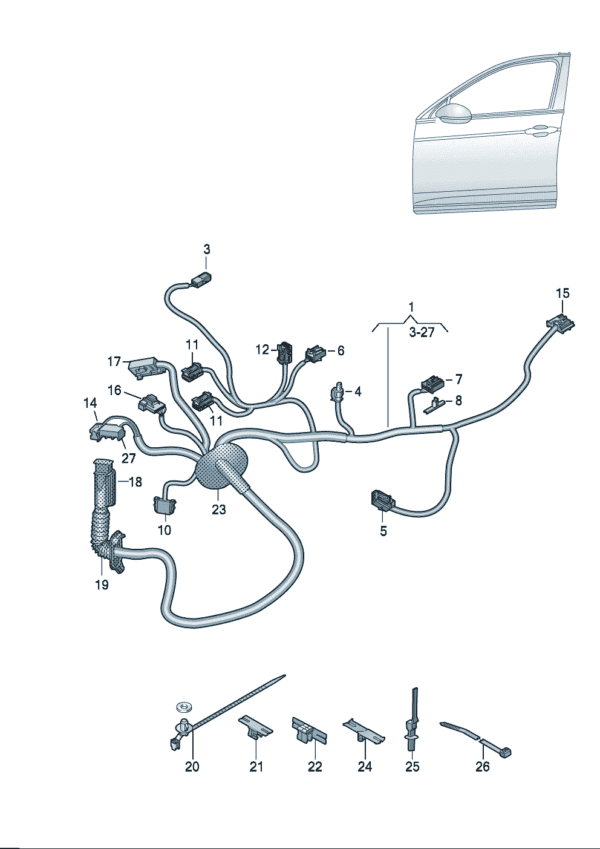 14G971120L Door Wiring Harness - Suitable for Volkswagen ID7