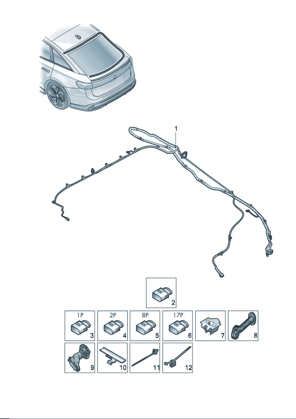 14G971148A Rear Trunk Lid Wiring Harness - Suitable for Volkswagen ID7