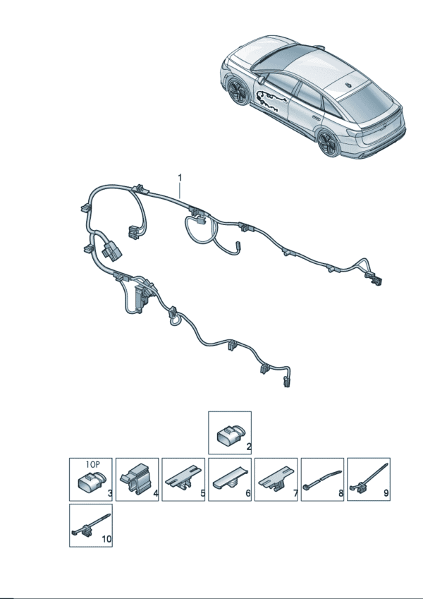 14G971557, 14G971558AC Door Trim Panel Wiring Harness - Suitable for Volkswagen ID7