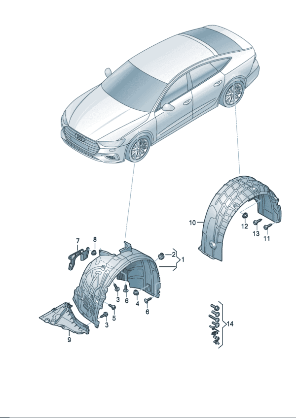 4KG821171 4KG821172 Inner fender suitable for Audi A7L
