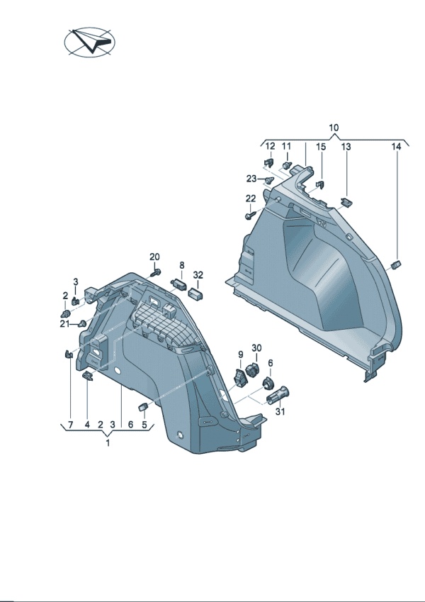 89D863879A TRUNK TRIM FOR AUDI Q5e tron