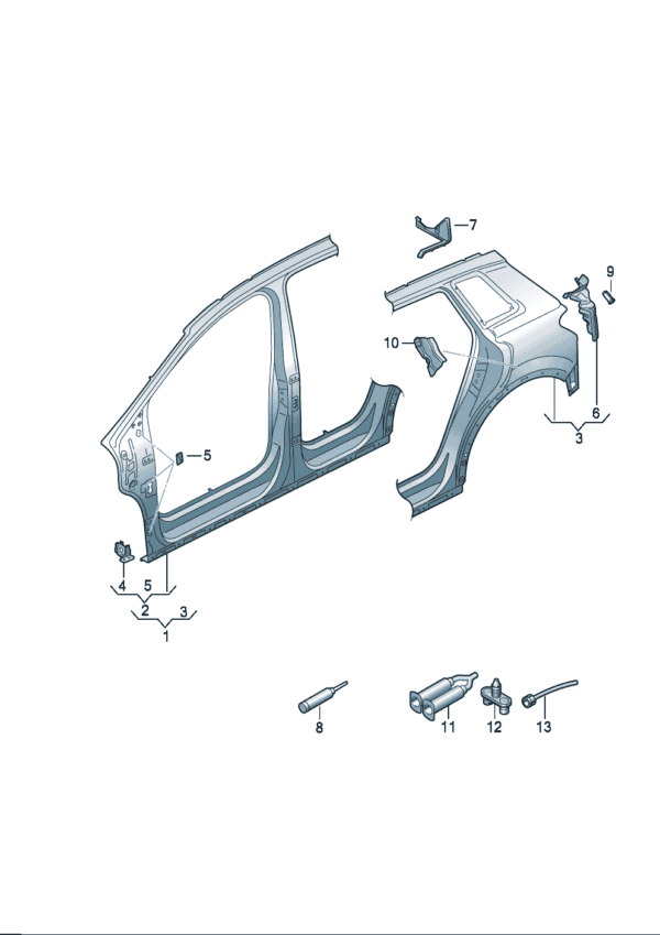 89G810075 89G810076 Side panel frame suitable for Audi Q4e Tron