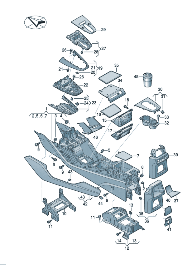 89G863242 Center console suitable for Audi Q4e Tron