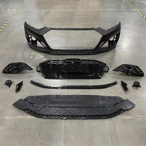 body kit includes front and rear bumper assemblies with grille tip exhaust side skirts for the Audi A5 B9 2021 upgrade to the RS5 model - Image 4